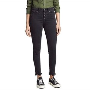 Madewell 9” Mid Rise Skinny Button Fly Frayed Hem Jeans Sz 29